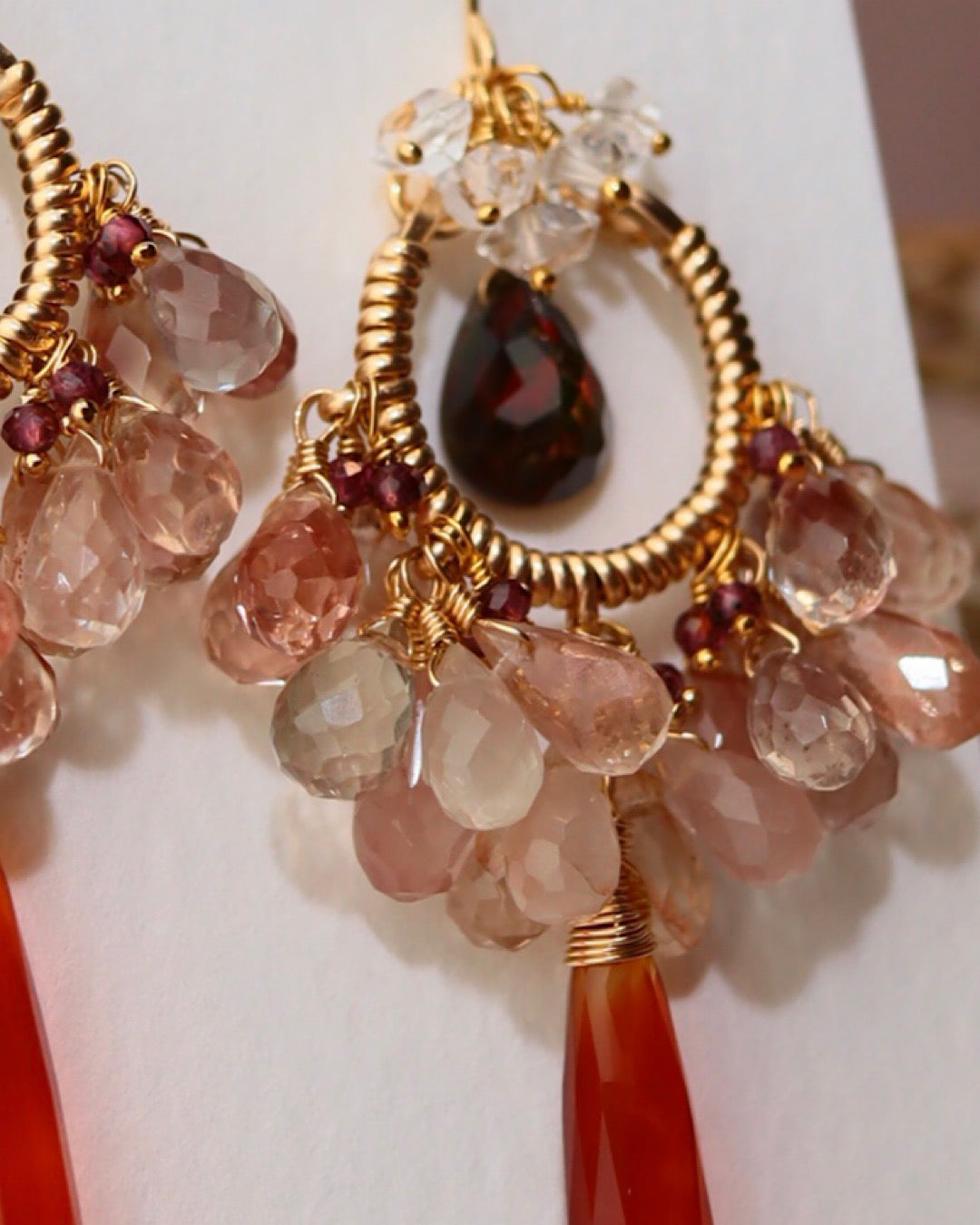 ③【Between Night and Morning】　Black Opal and Sardonyx Chandelier Earrings