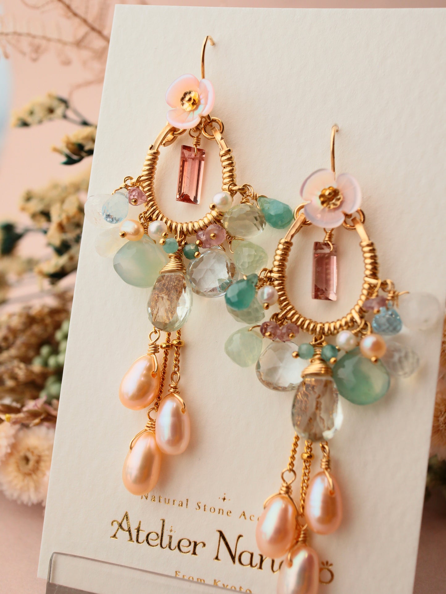 One-of-a-kind [Fragonard "Swing"] Pink Tourmaline Chandelier Earrings