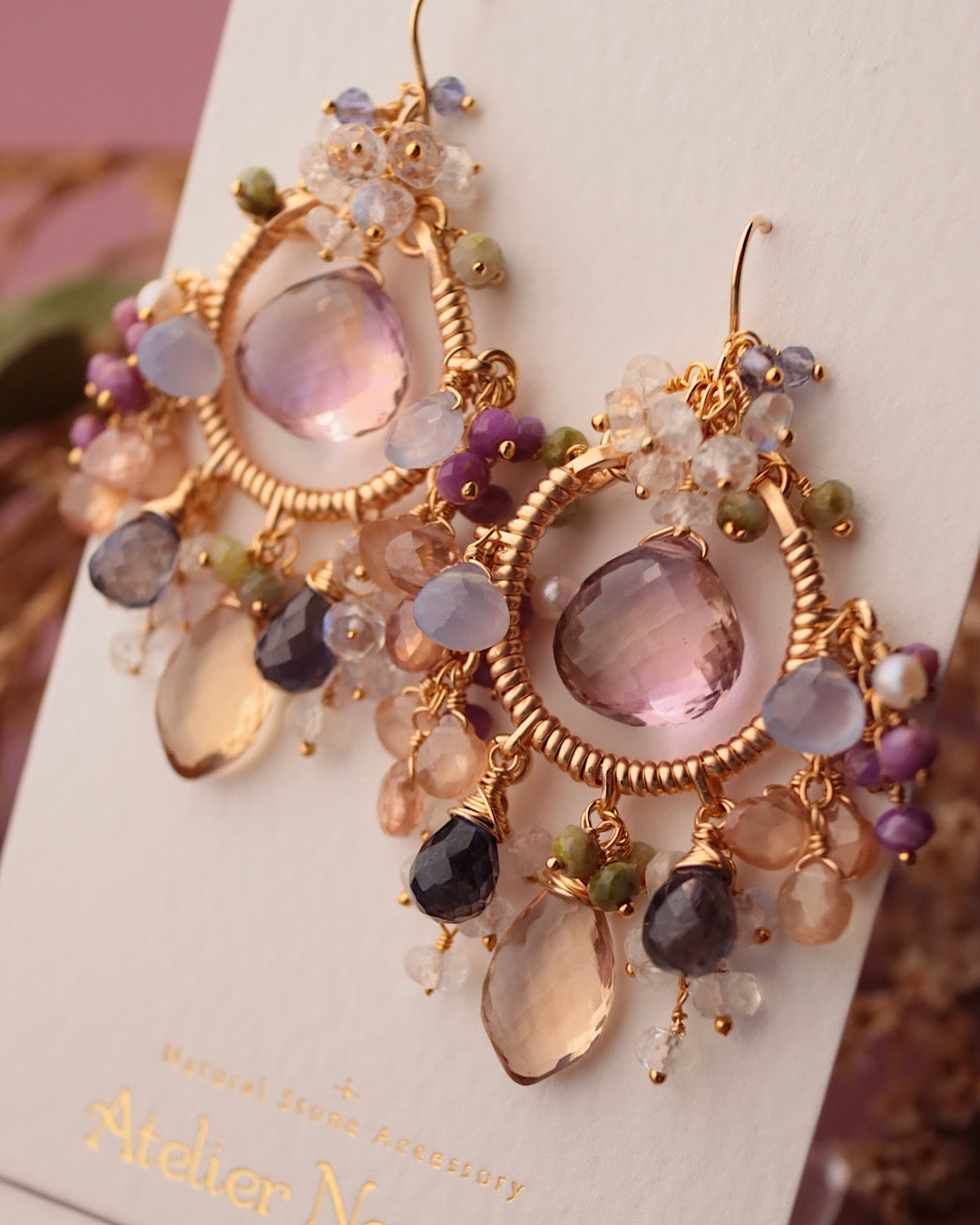 [One-of-a-kind] Ametrine Chandelier Earrings in Classic Colors