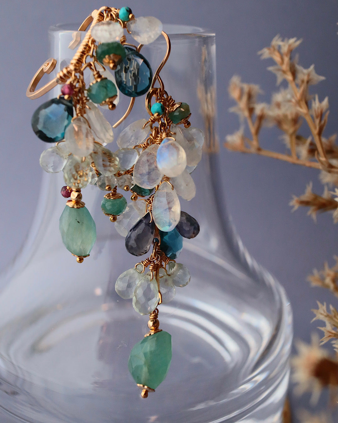 Grandidierite and London Blue Topaz 3-Way Ear Cuff