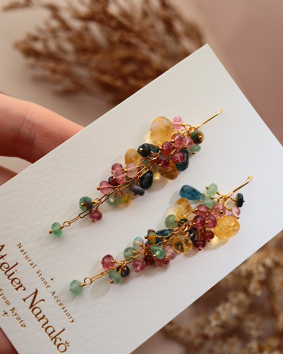 [Plants and flowers waiting for spring] Citrine long earrings