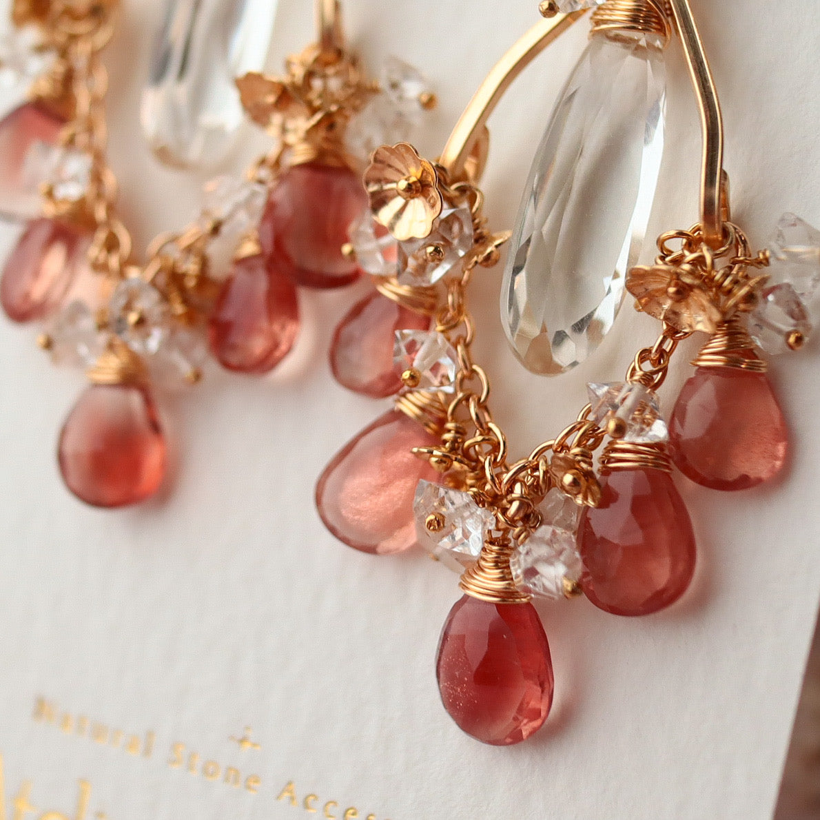 [Red] Oregon sunstone chandelier earrings