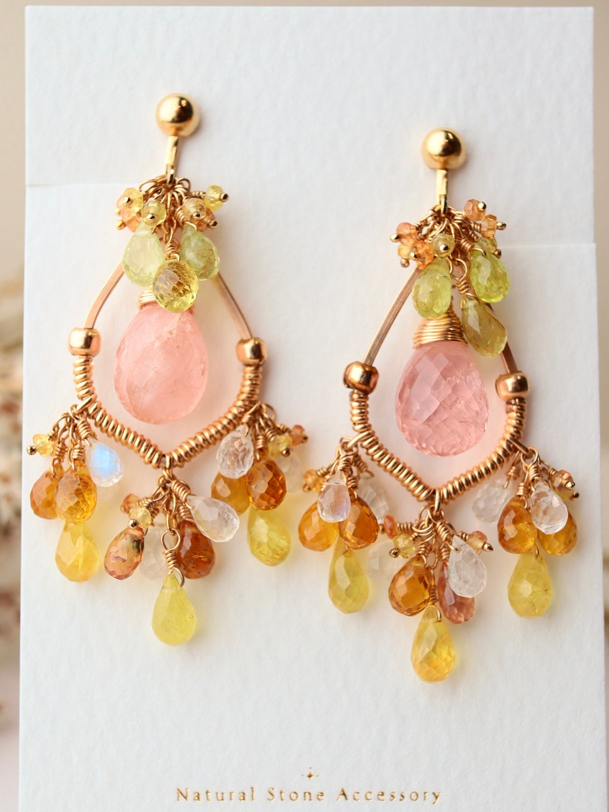 ②Morganite Chandelier Earrings