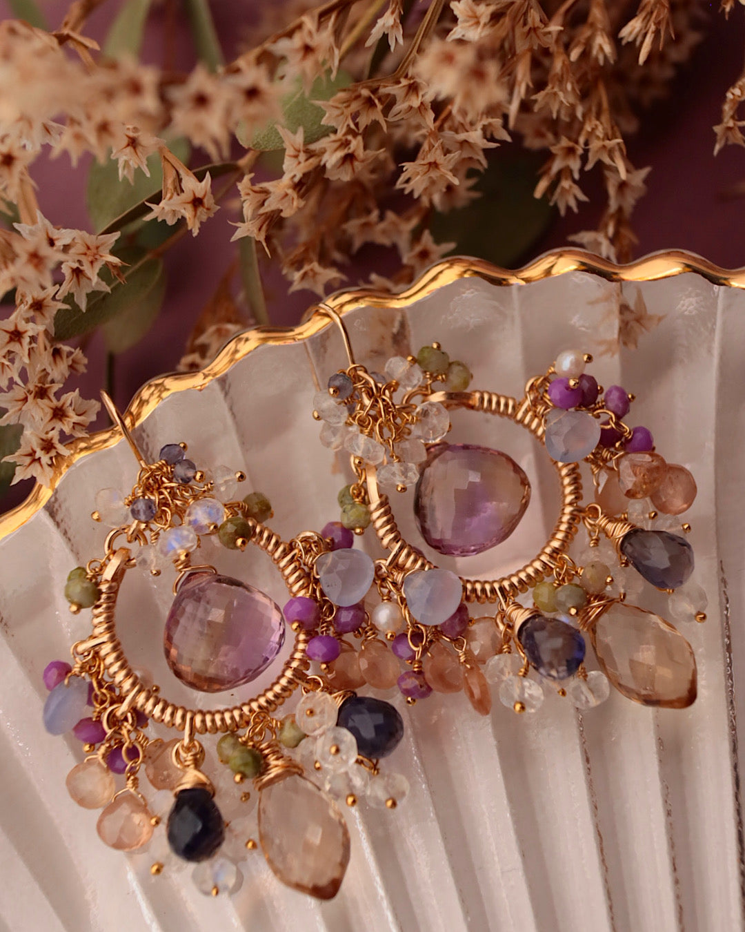 [One-of-a-kind] Ametrine Chandelier Earrings in Classic Colors