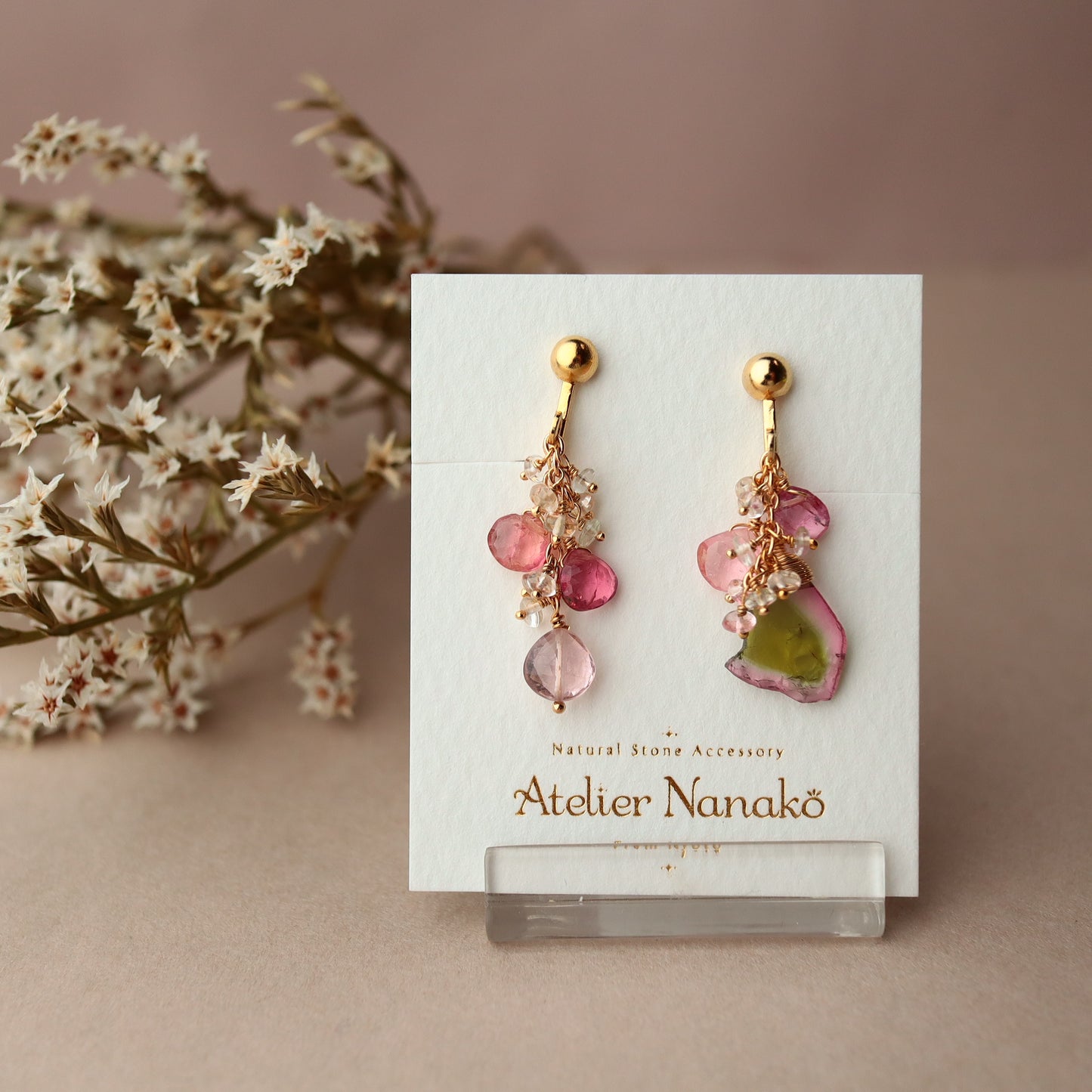 (1) Watermelon tourmaline earrings