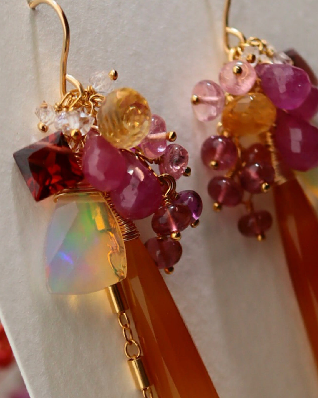 ①Sardonyx long earrings