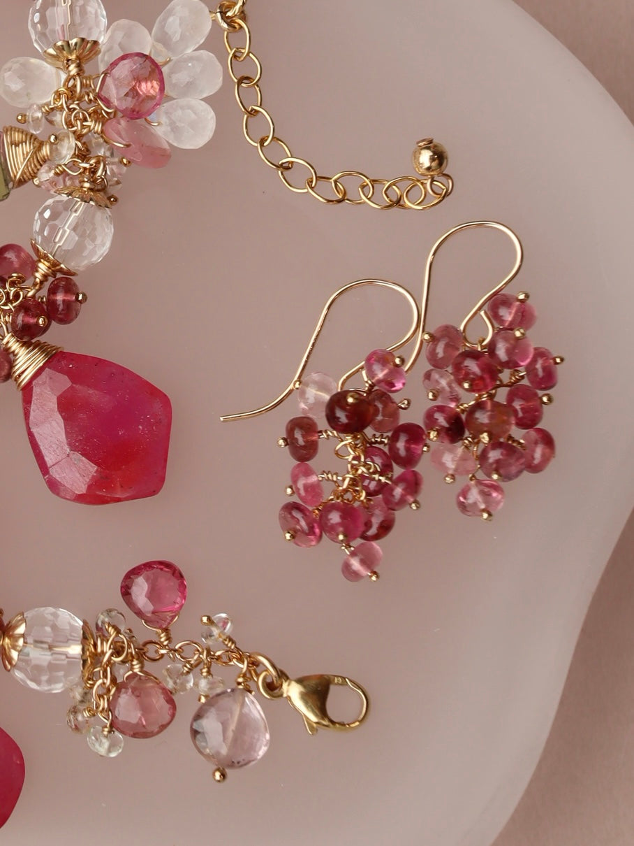 Watermelon Tourmaline and Pink Sapphire Bracelet