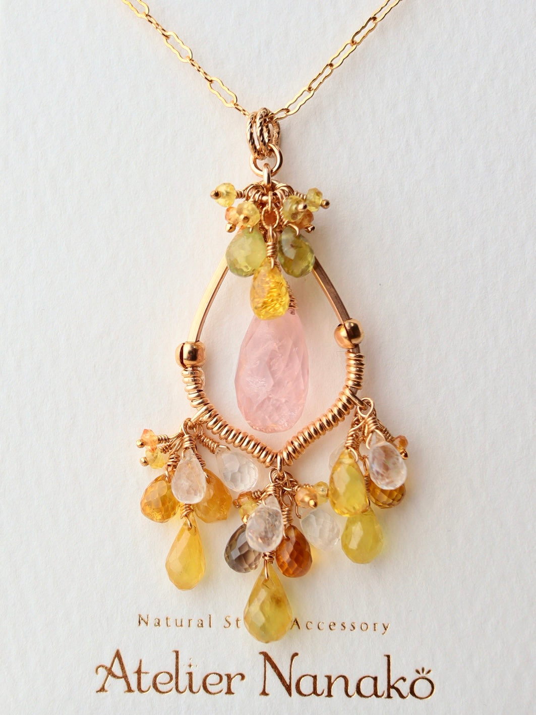 ②Morganite chandelier necklace