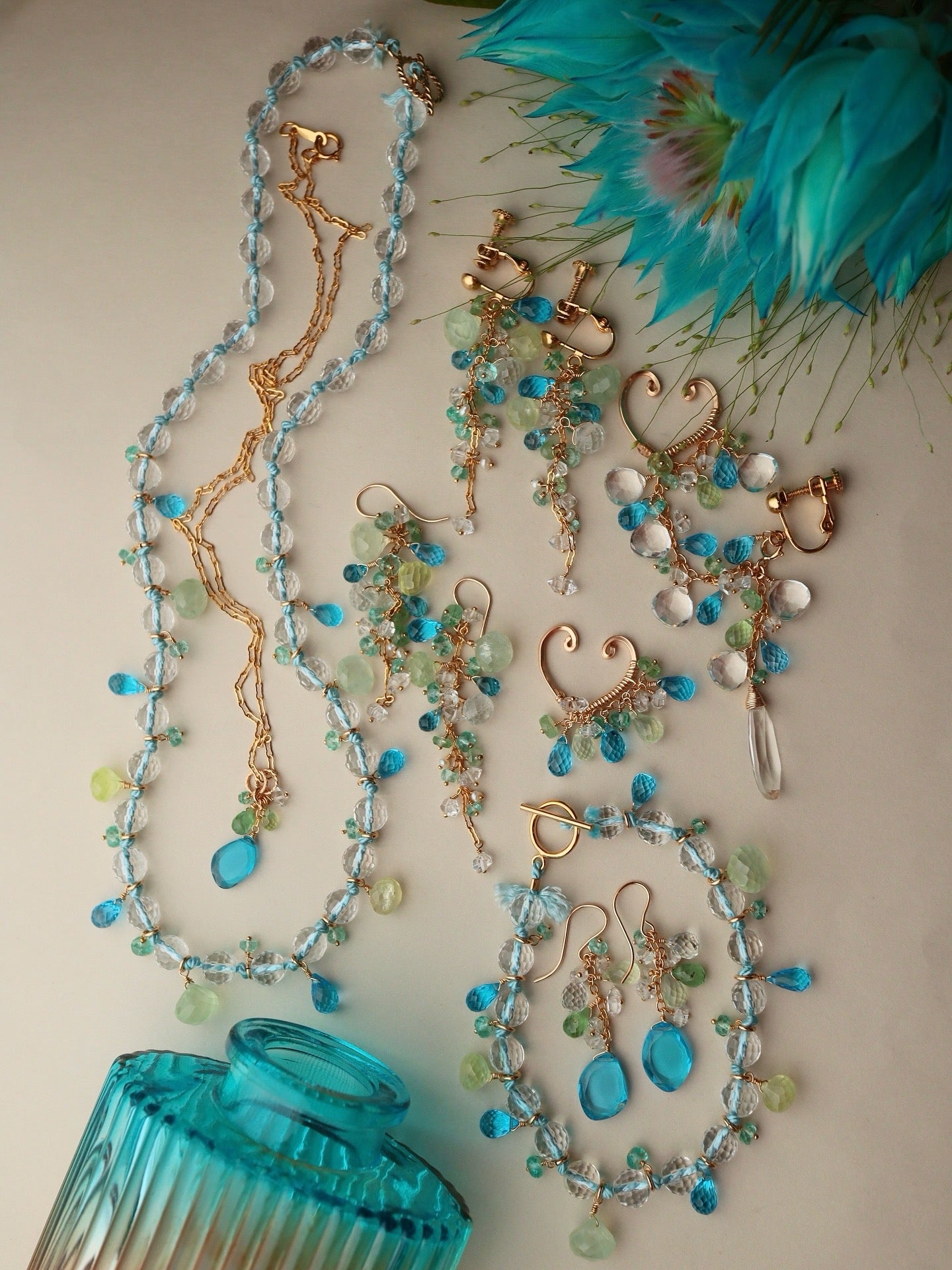 Swiss blue topaz 3-way ear cuff