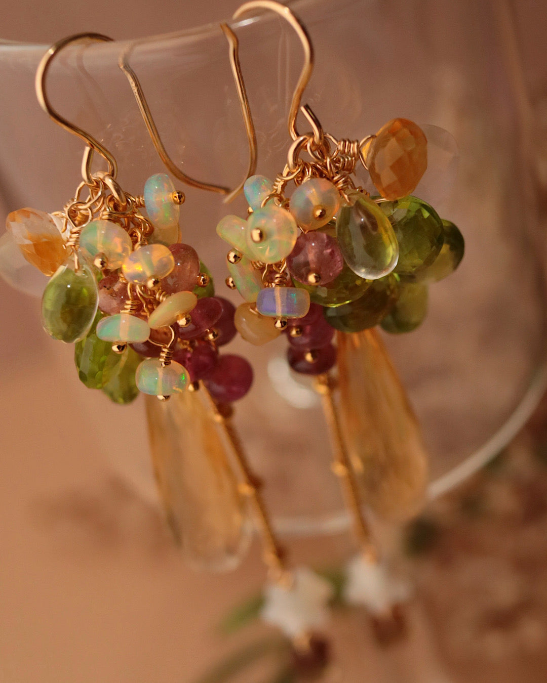 [One-of-a-kind] Bicolor Tourmaline and Citrine Earrings