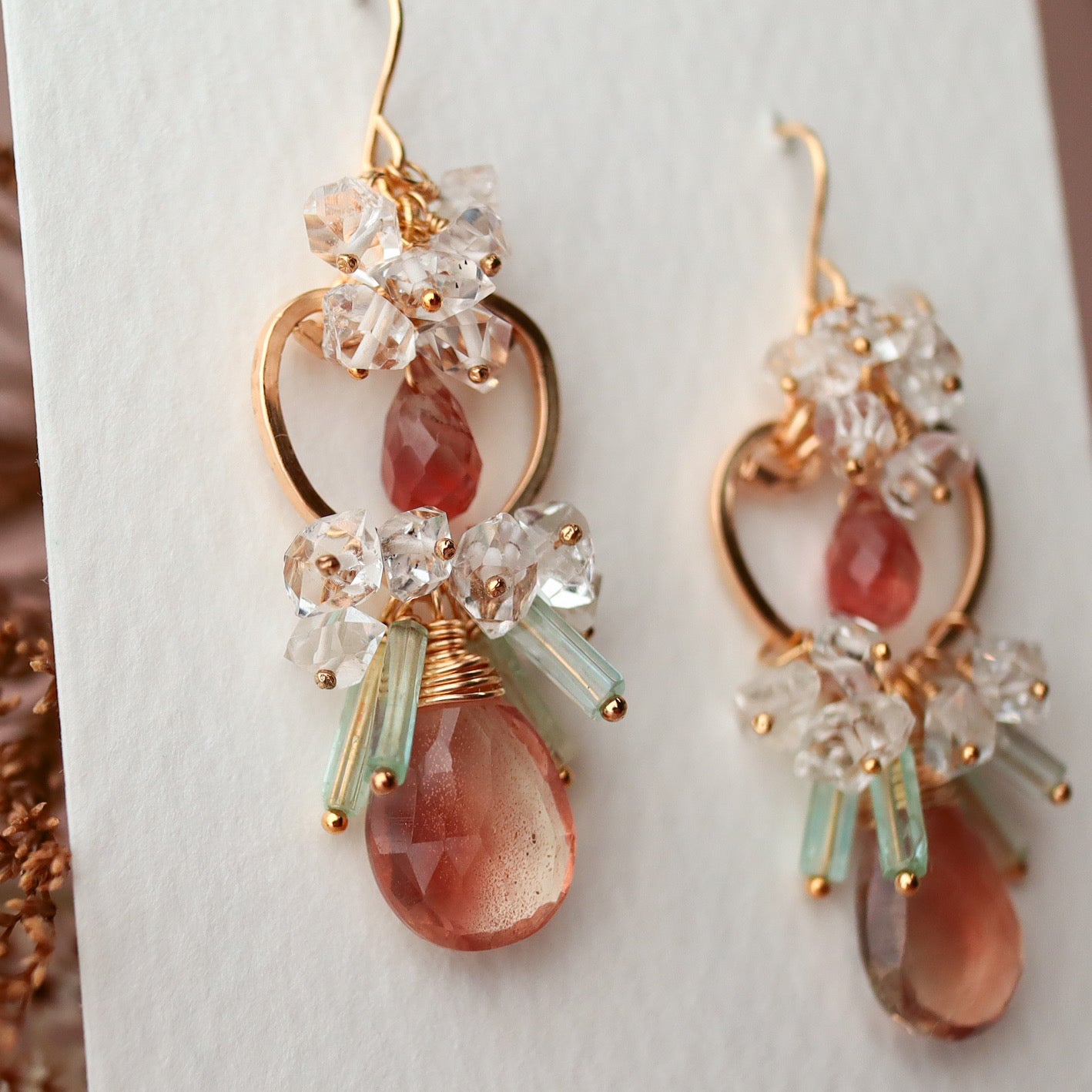 [No.1] Oregon sunstone heart chandelier earrings