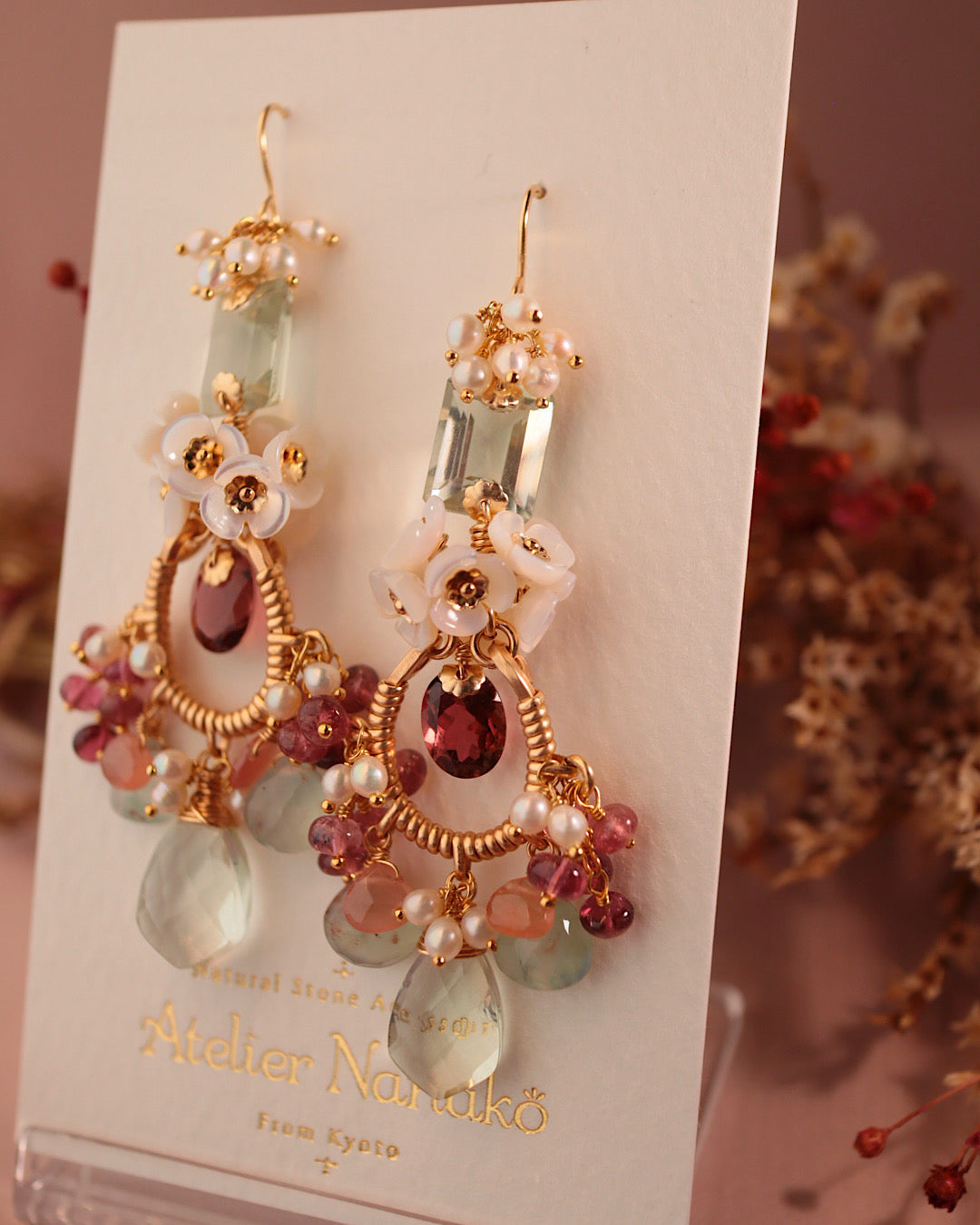 [One-of-a-kind] Tourmaline and Green Amethyst Chandelier Earrings