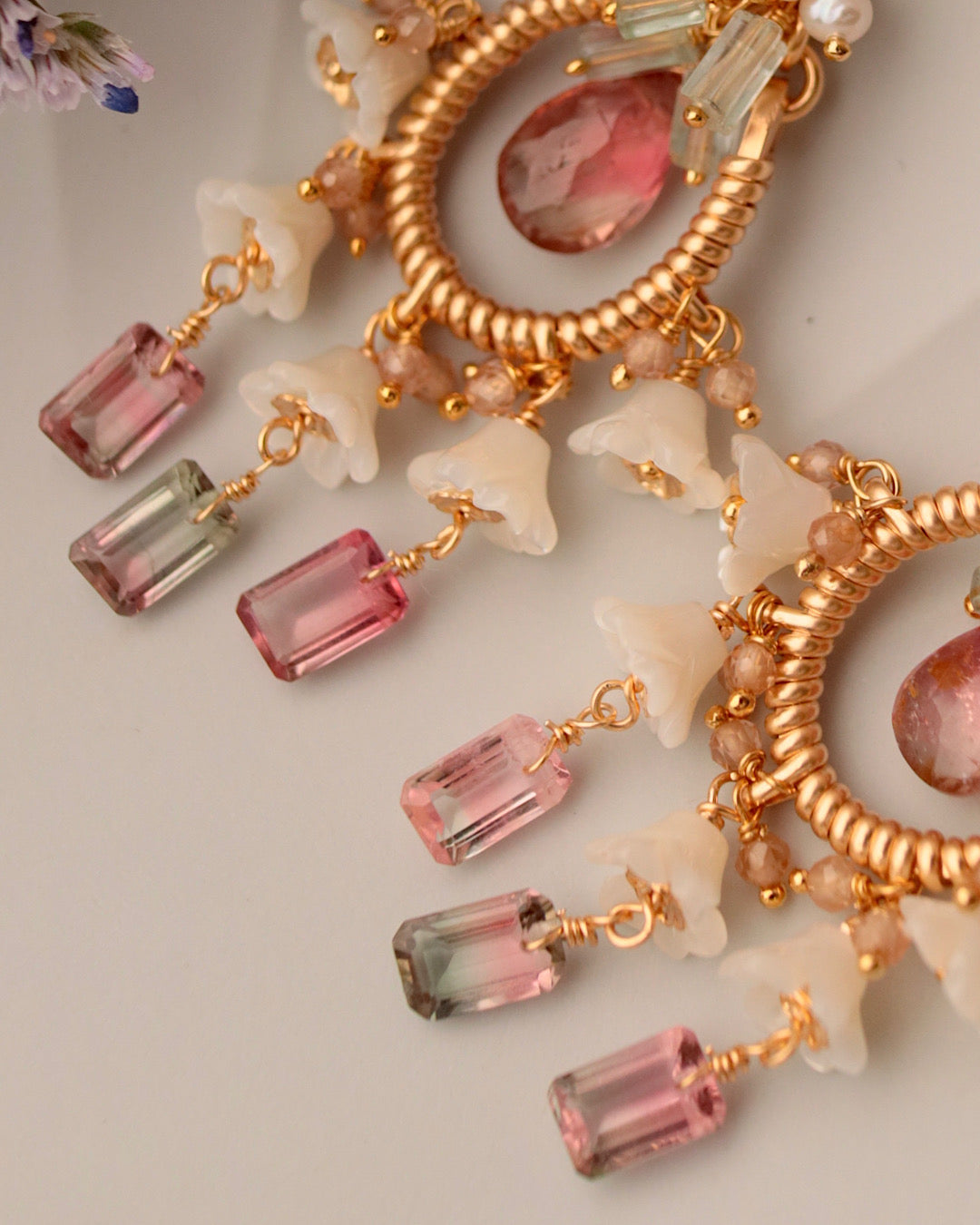 [One-of-a-kind] Bicolor Tourmaline Mini Chandelier Earrings