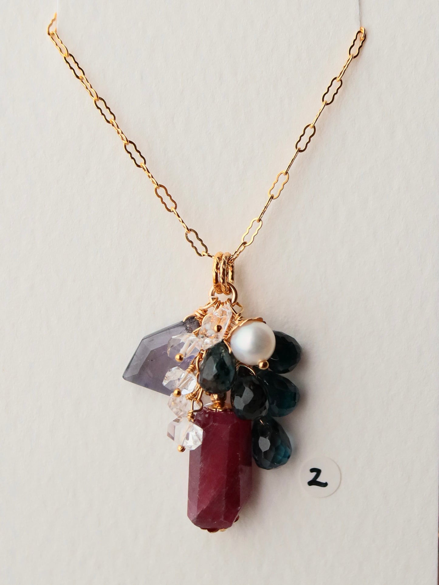 [Stories in Red] Ruby and London Blue Topaz Necklace ②