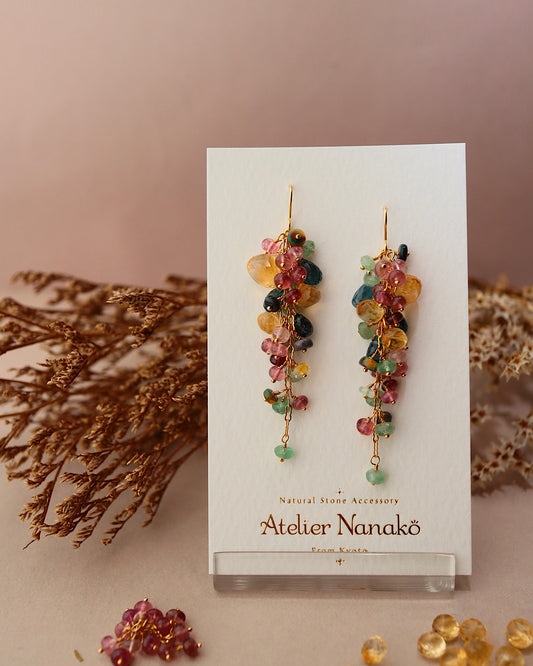 [Plants and flowers waiting for spring] Citrine long earrings