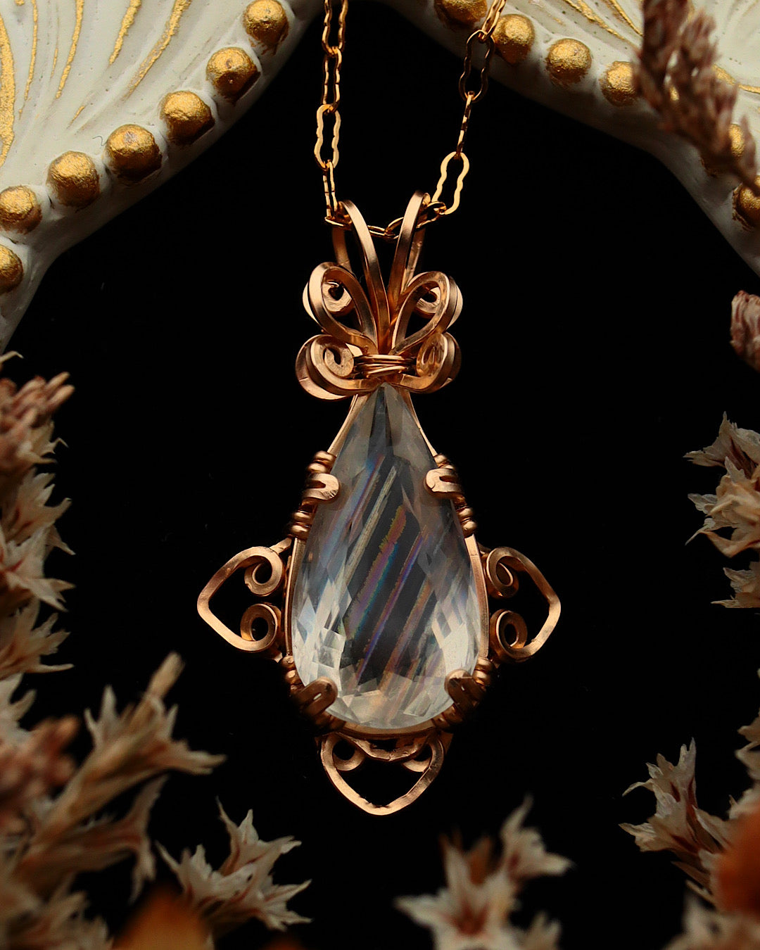 [One-of-a-kind] Rainbow Moonstone Necklace