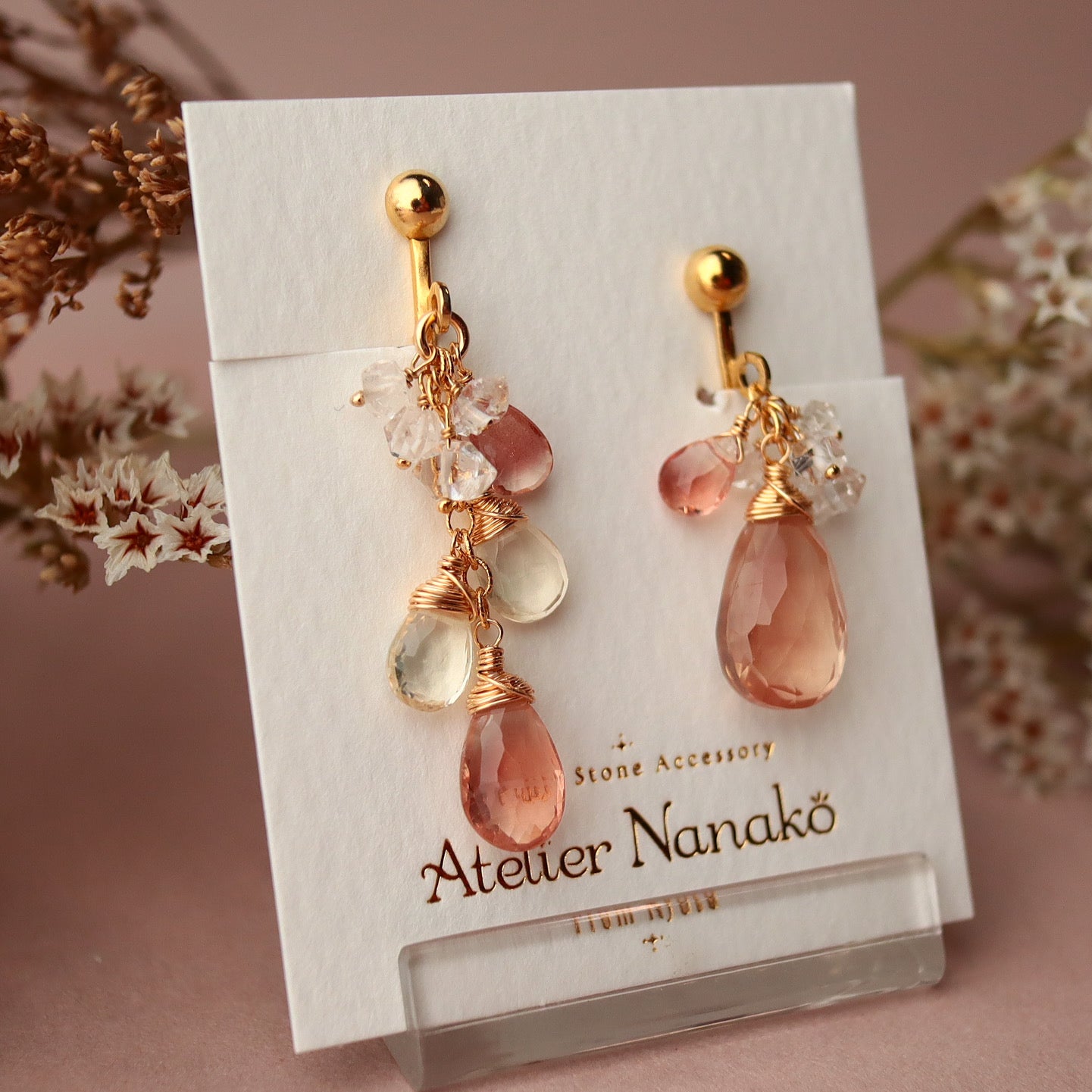 [Asymmetry No.3] Oregon sunstone earrings