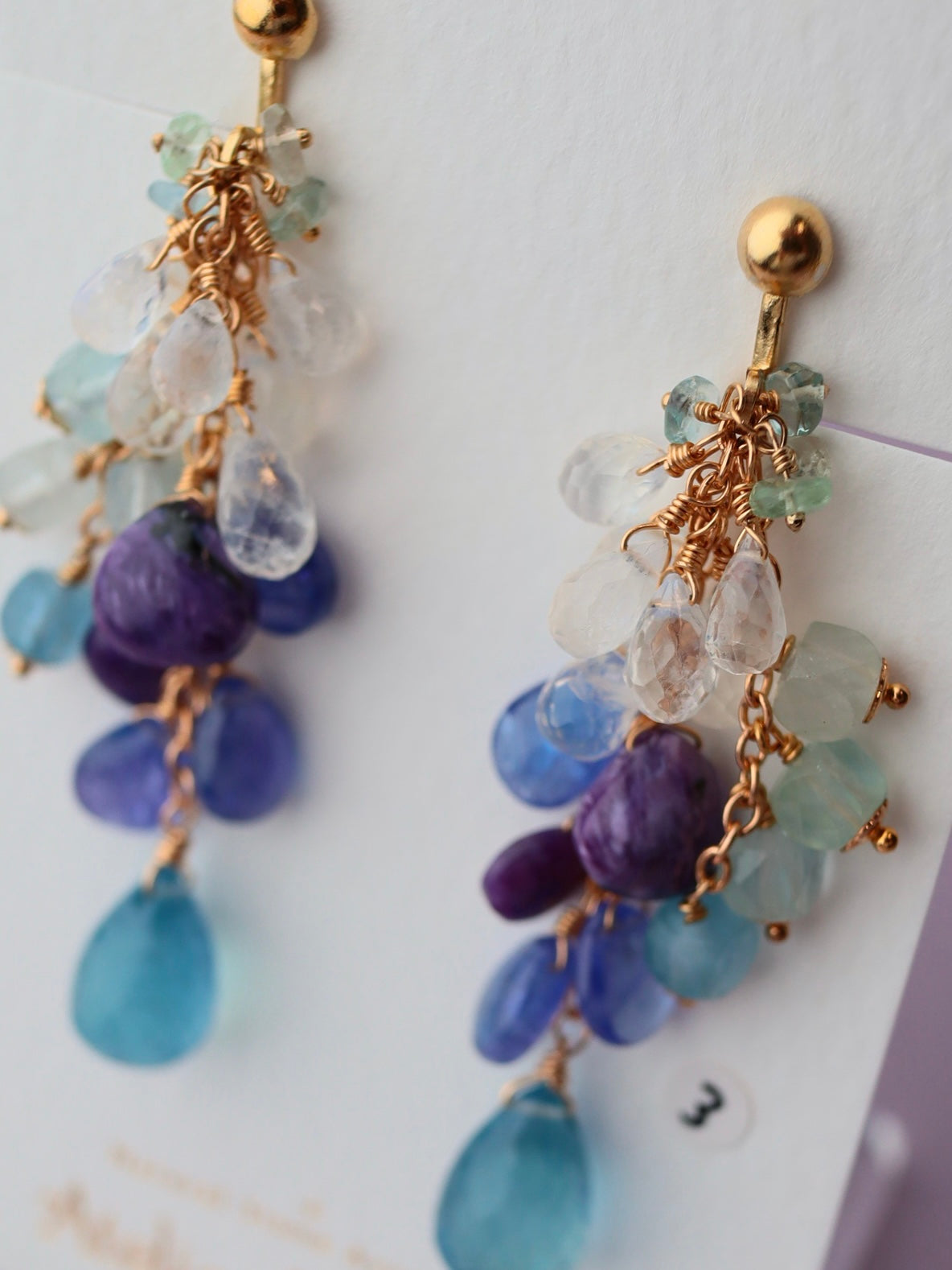 3. High quality aquamarine and blue stone earrings