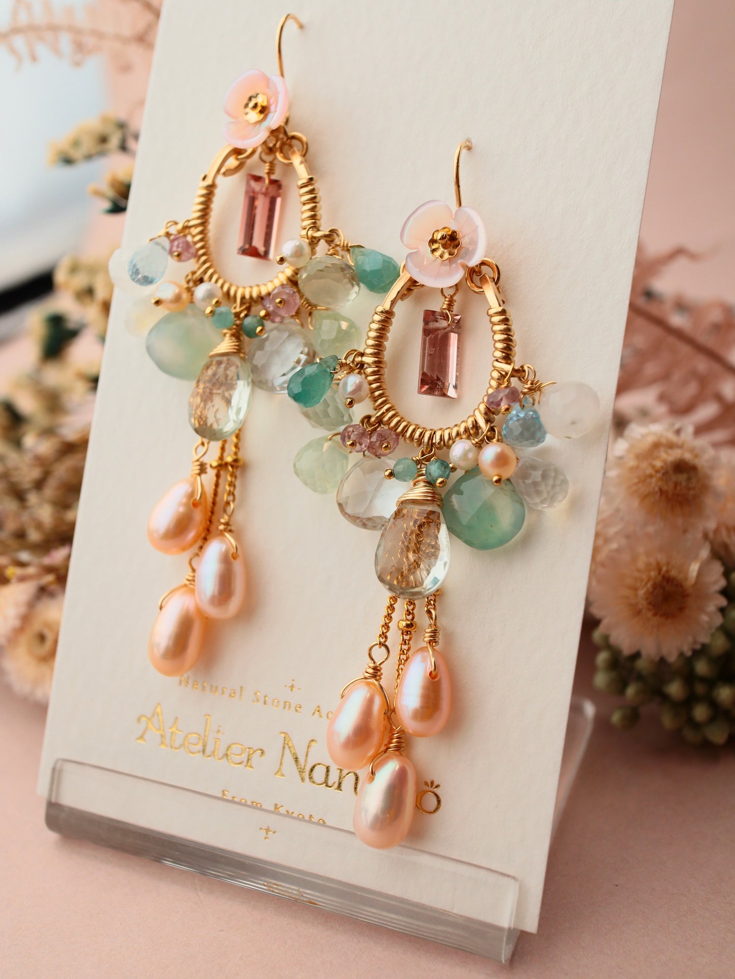 One-of-a-kind [Fragonard "Swing"] Pink Tourmaline Chandelier Earrings