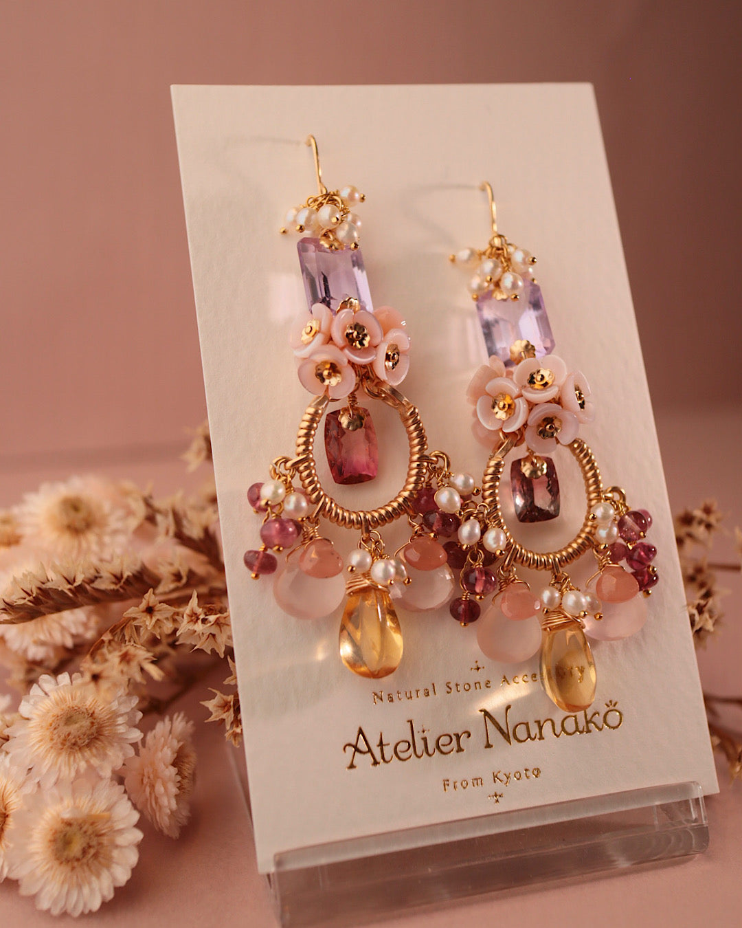 [One-of-a-kind] Bicolor Tourmaline and Citrine Chandelier Earrings