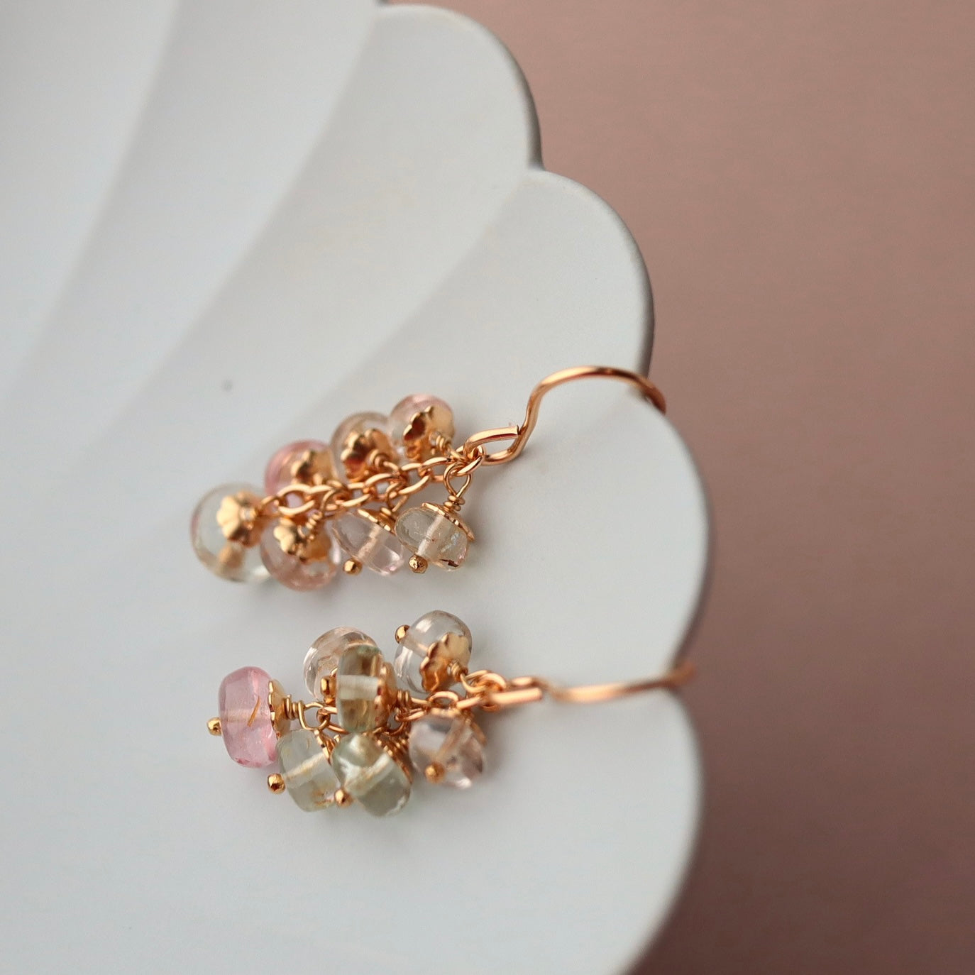 Pale tone tourmaline earrings