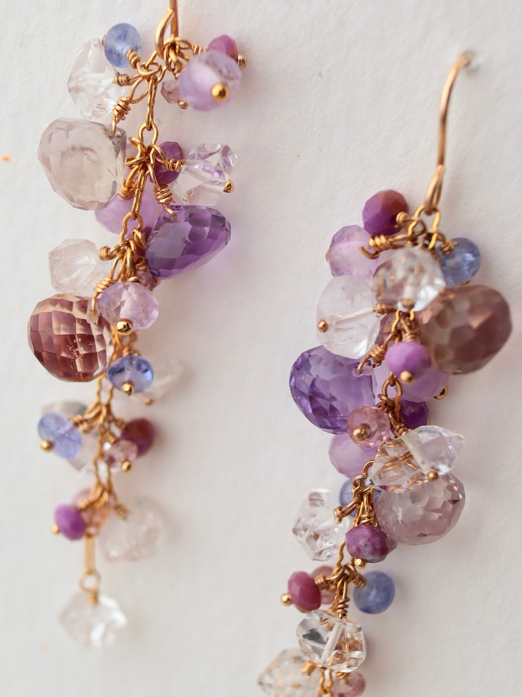 Onion cut ametrine and amethyst earrings