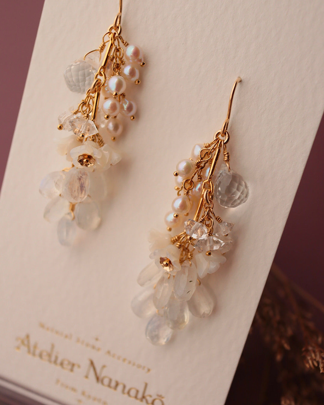 White bouquet earrings