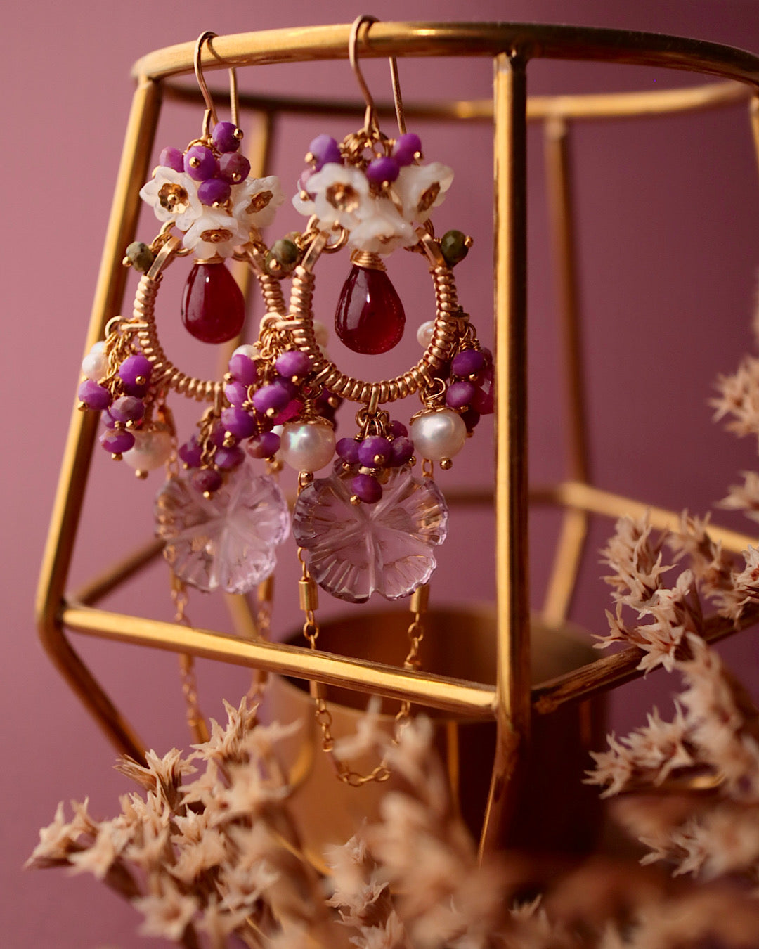 [One-of-a-kind] Ruby and Ametrine Chandelier Earrings