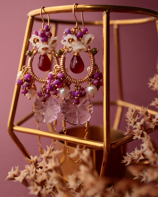 [One-of-a-kind] Ruby and Ametrine Chandelier Earrings