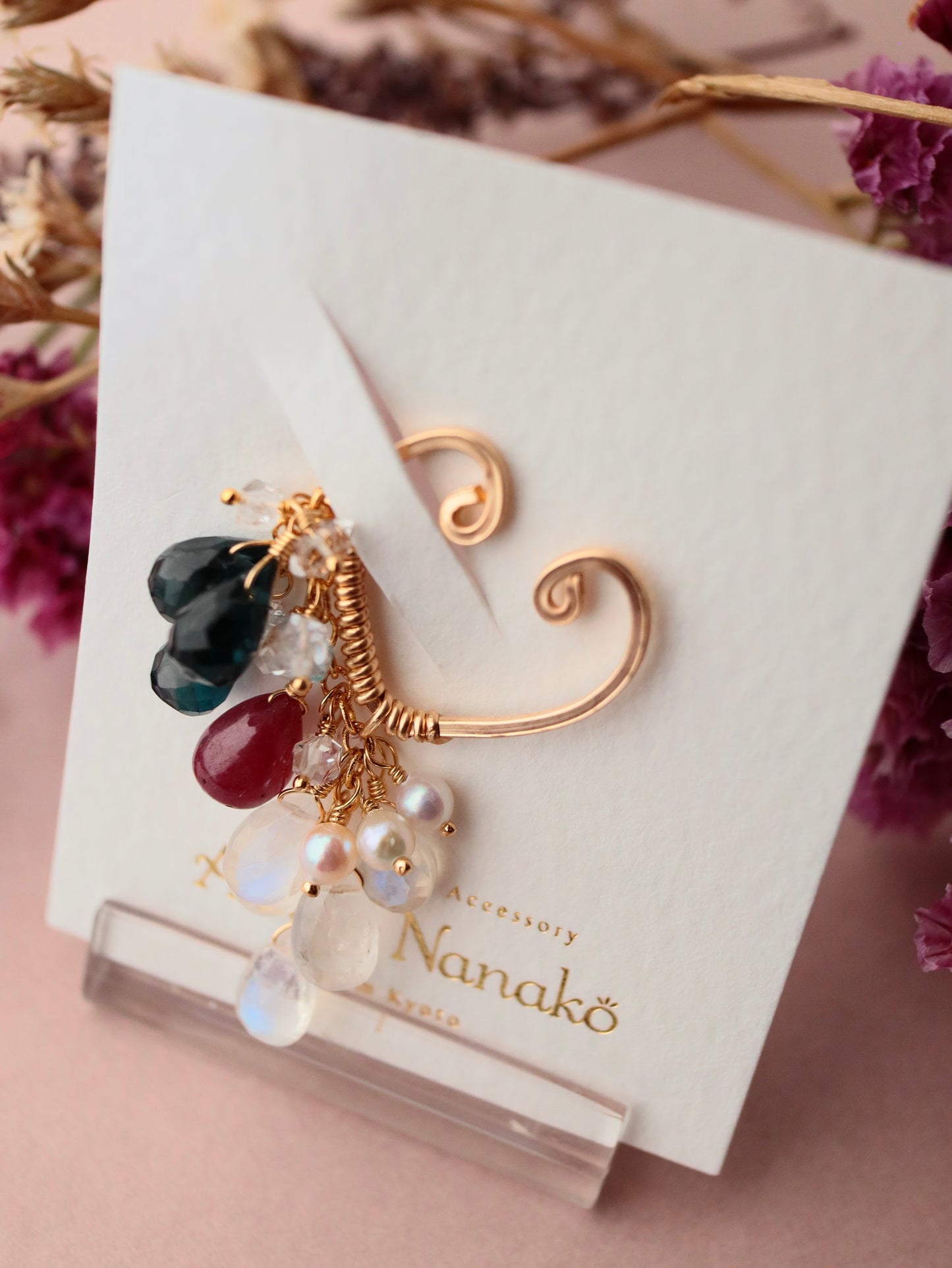 [Stories in Red] Ruby and London Blue Topaz Ear Cuff