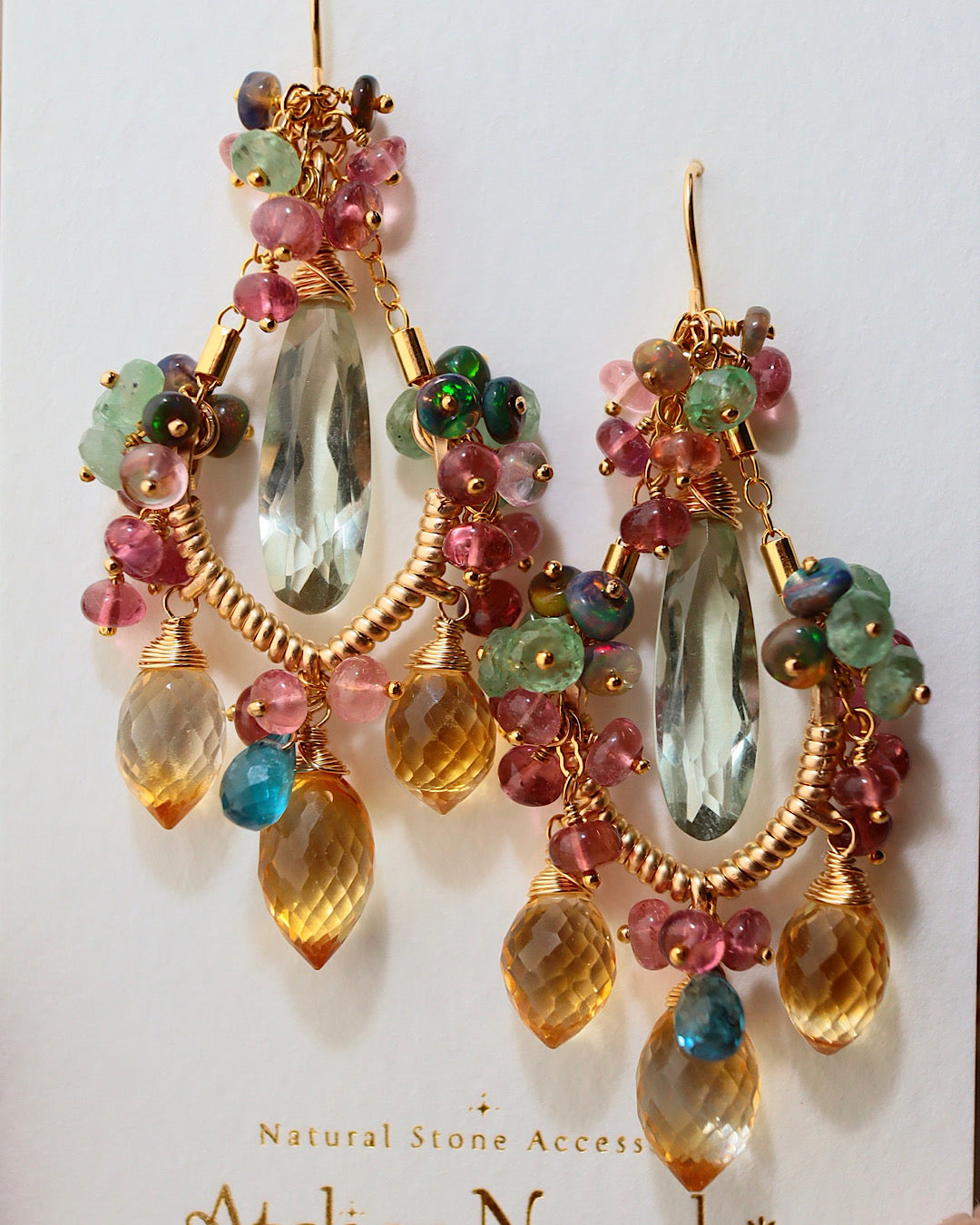 [Plants and flowers waiting for spring] Marquise cut citrine chandelier earrings
