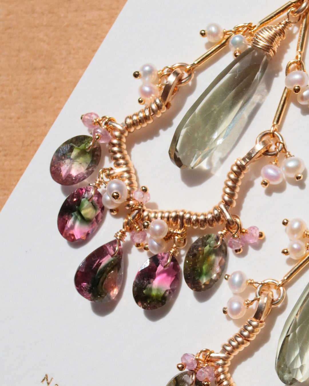 Bicolor tourmaline chandelier earrings