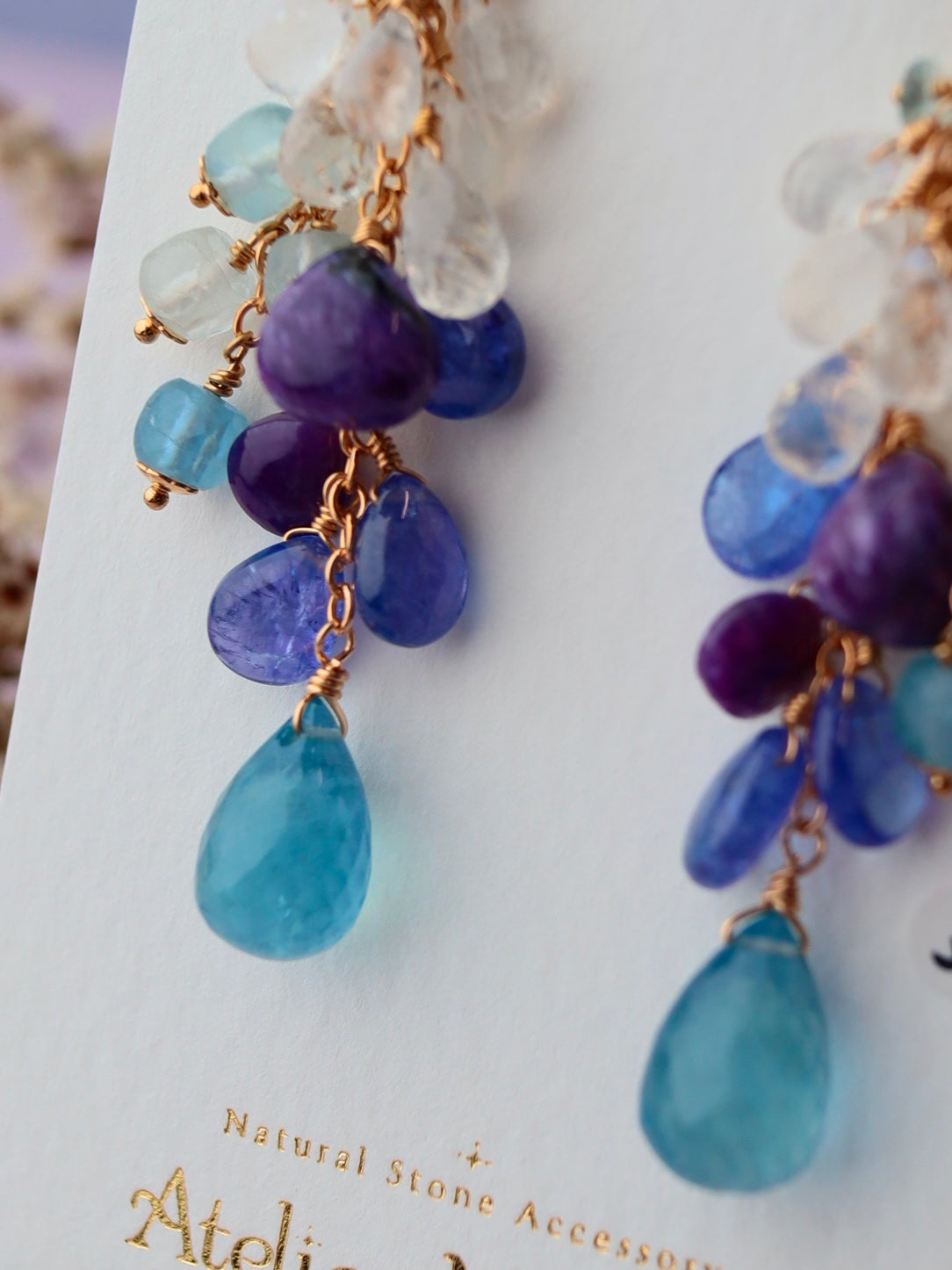 3. High quality aquamarine and blue stone earrings