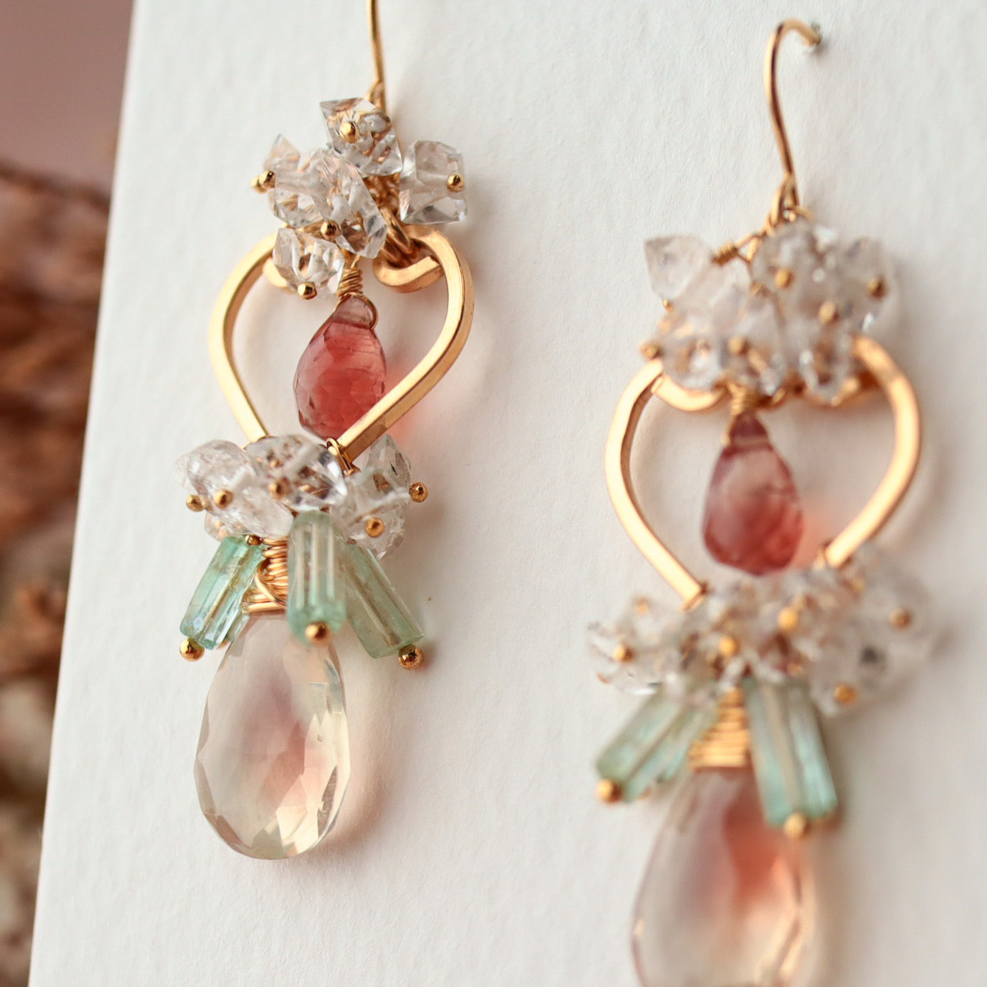 [No.2] Oregon sunstone heart chandelier earrings