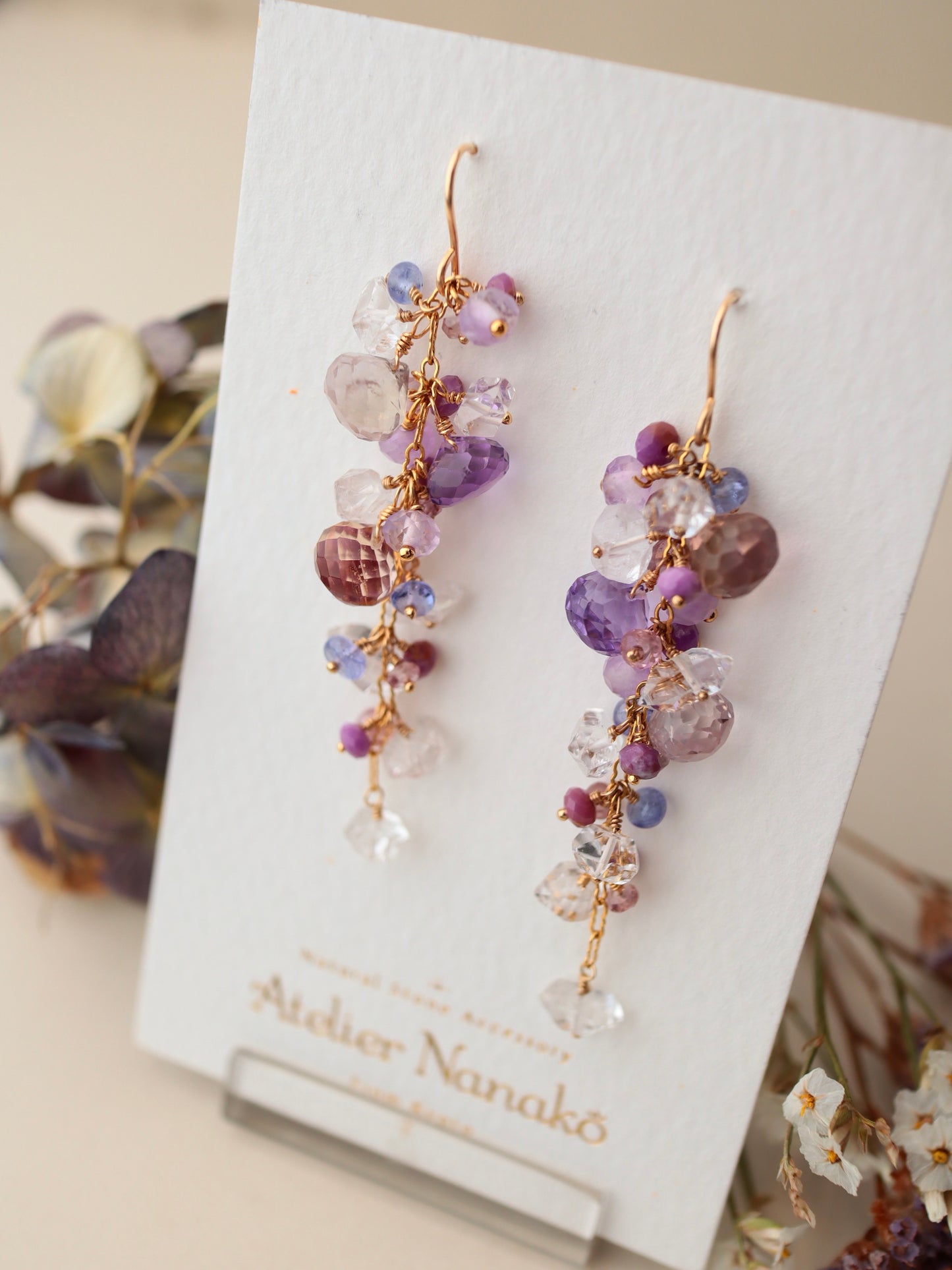 Onion cut ametrine and amethyst earrings