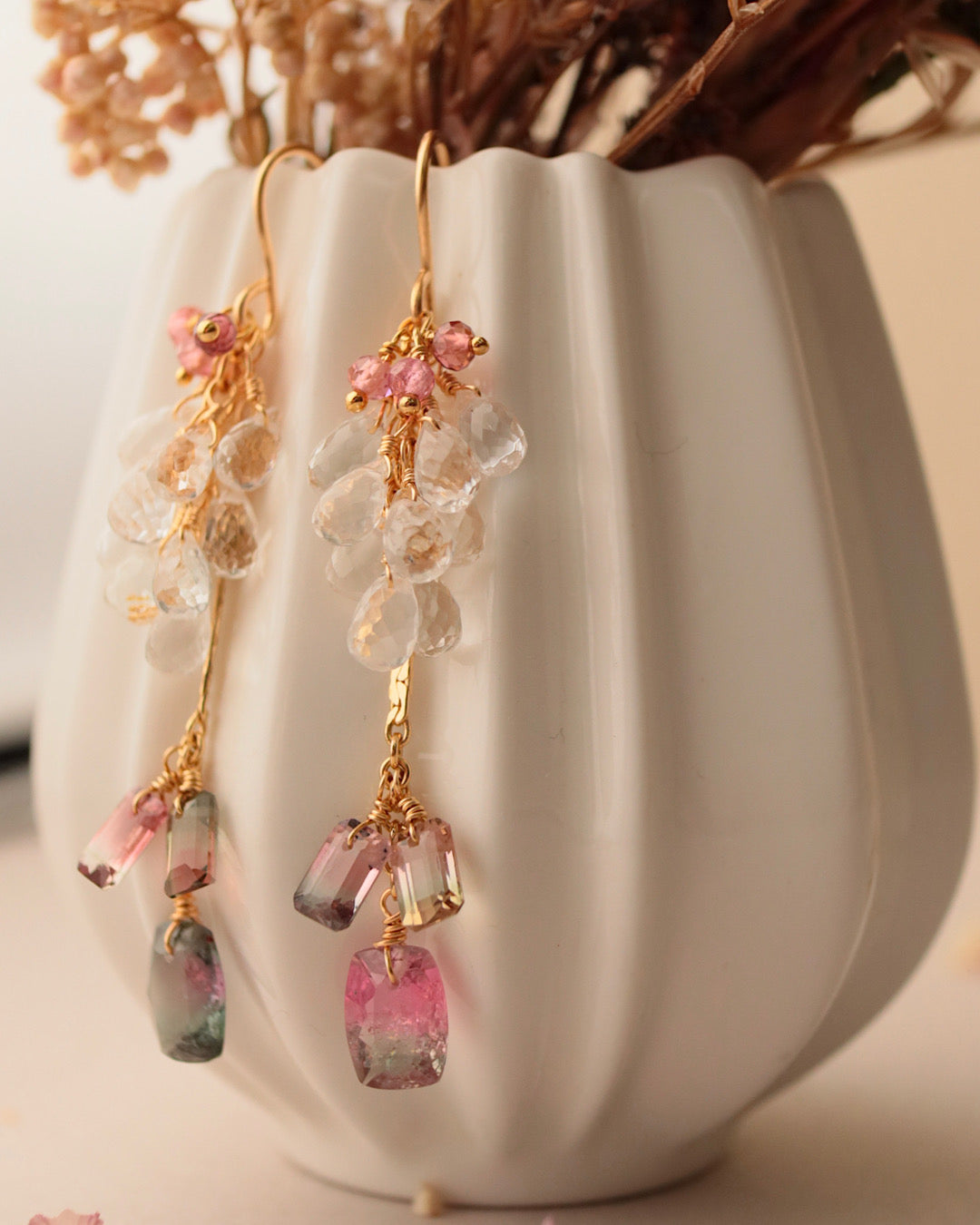 [One-of-a-kind] Bicolor Tourmaline Earrings ①