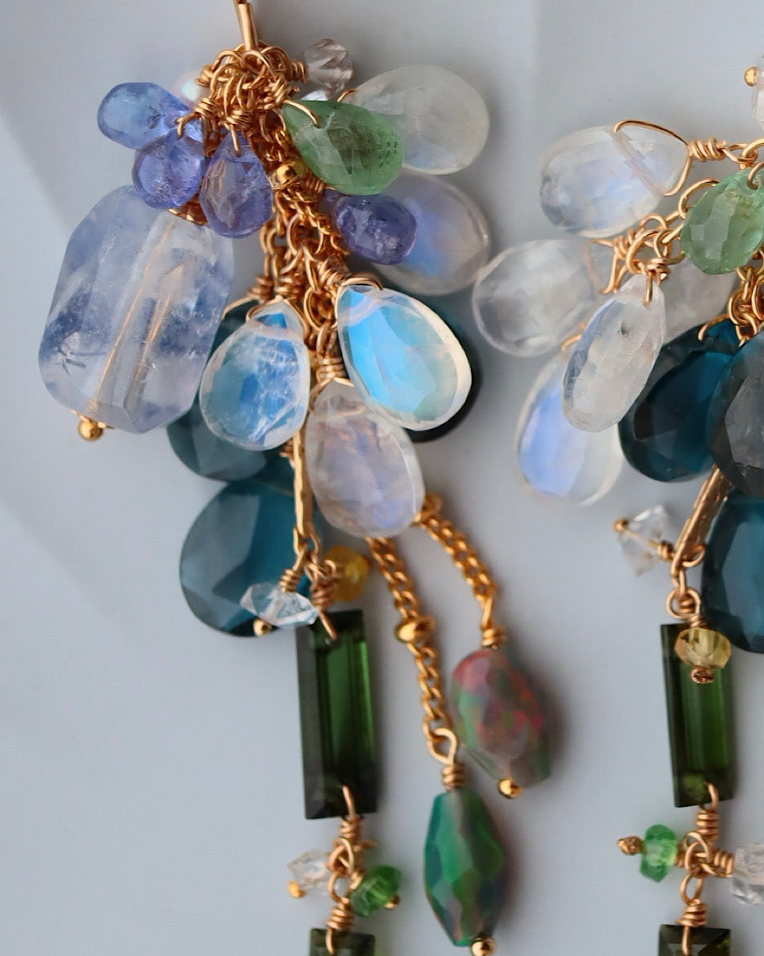 【Autumn Rain in Blue and Green】 Earrings ①