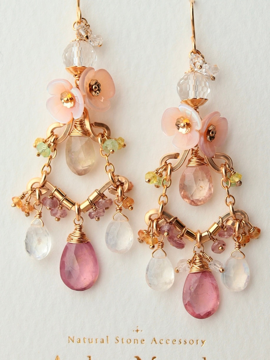 ②Pink sapphire chandelier earrings