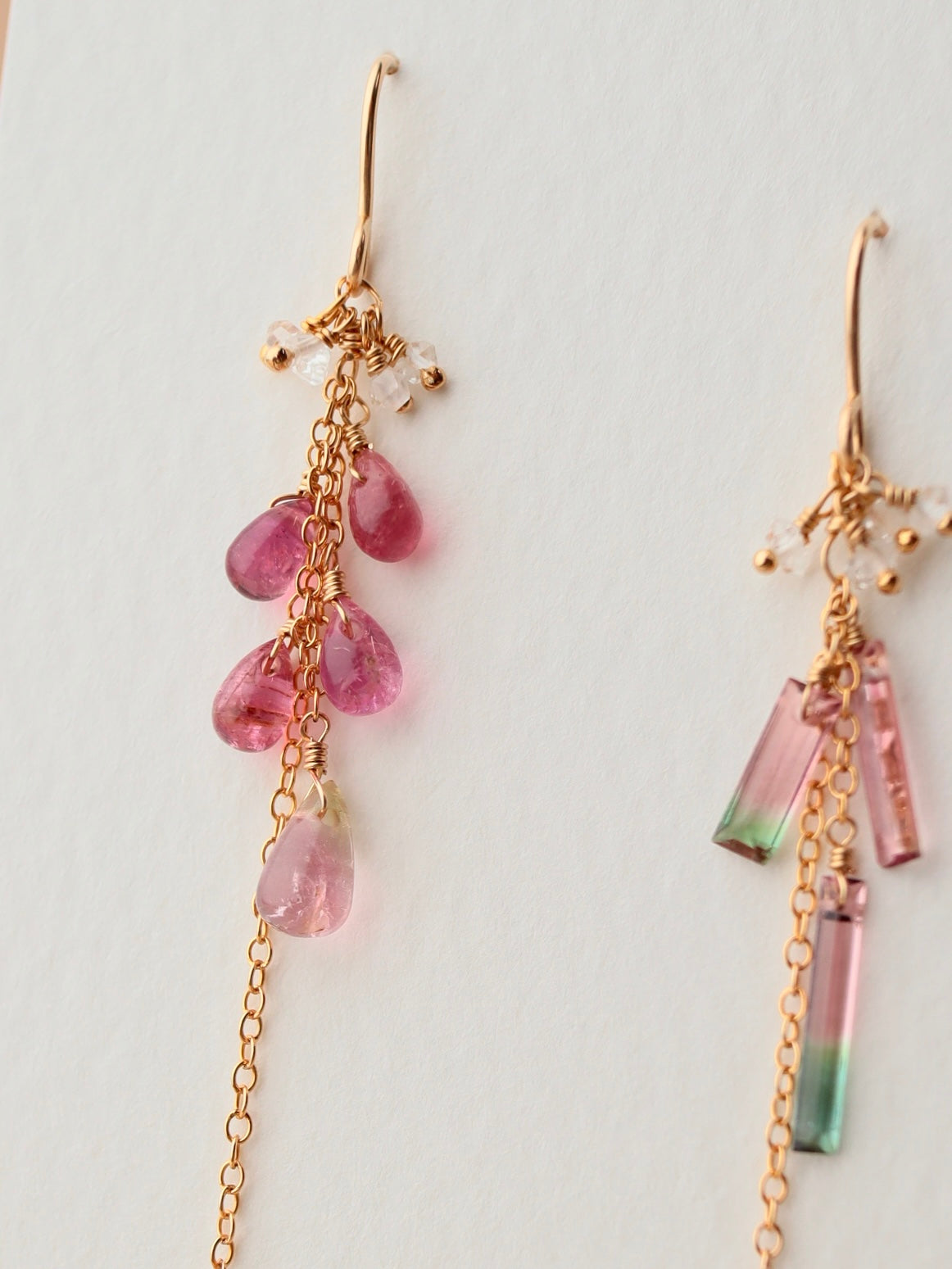 [Asymmetrical type] Watermelon tourmaline American earrings