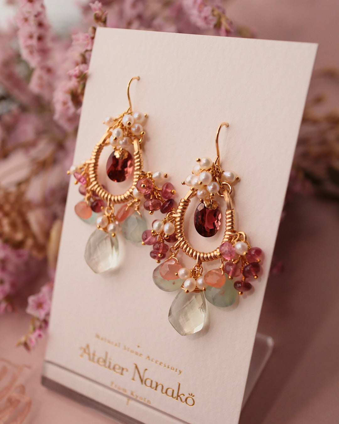 Romantic-Colored Red Tourmaline Chandelier Earrings