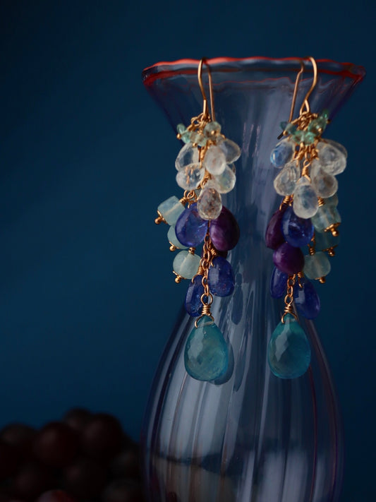 1. High quality aquamarine and blue stone earrings