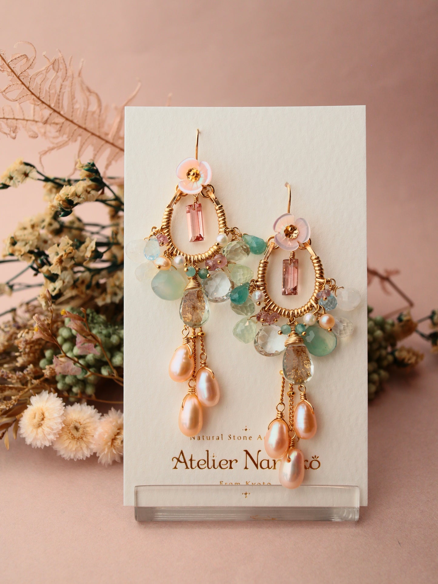 One-of-a-kind [Fragonard "Swing"] Pink Tourmaline Chandelier Earrings