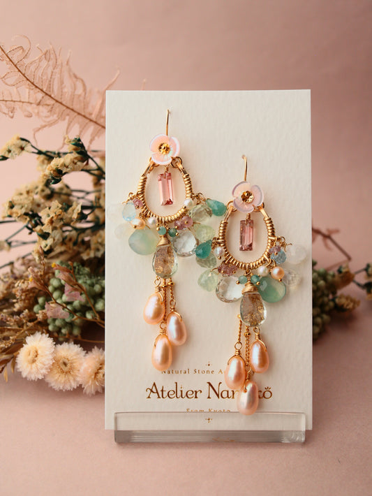 One-of-a-kind [Fragonard "Swing"] Pink Tourmaline Chandelier Earrings