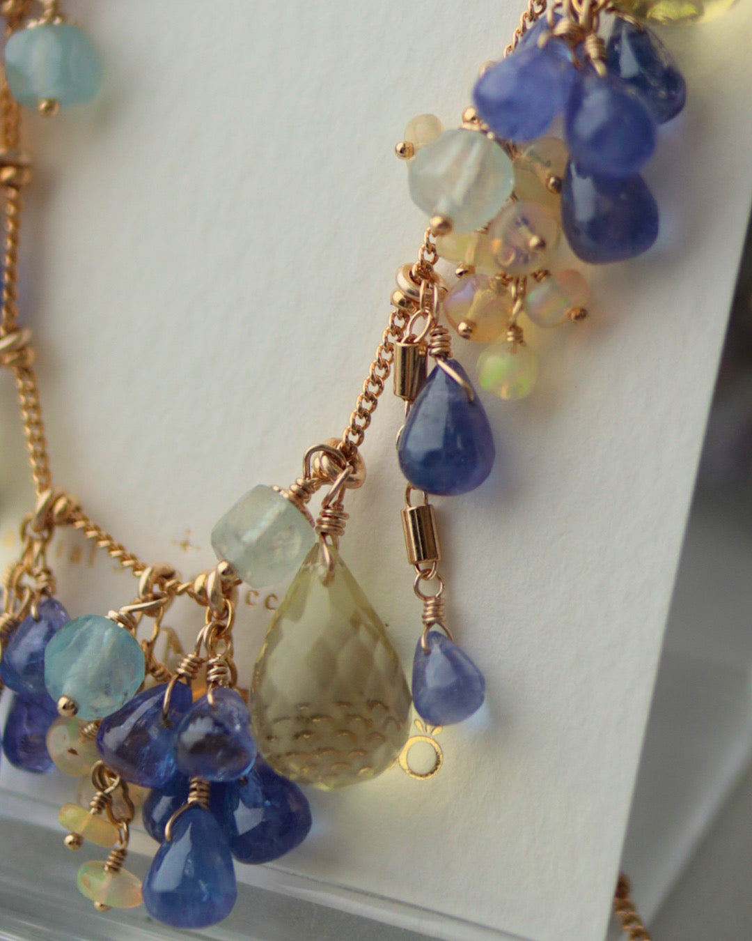 [One-of-a-kind] [Aqua Bloom] Tanzanite and Lemon Quartz Necklace