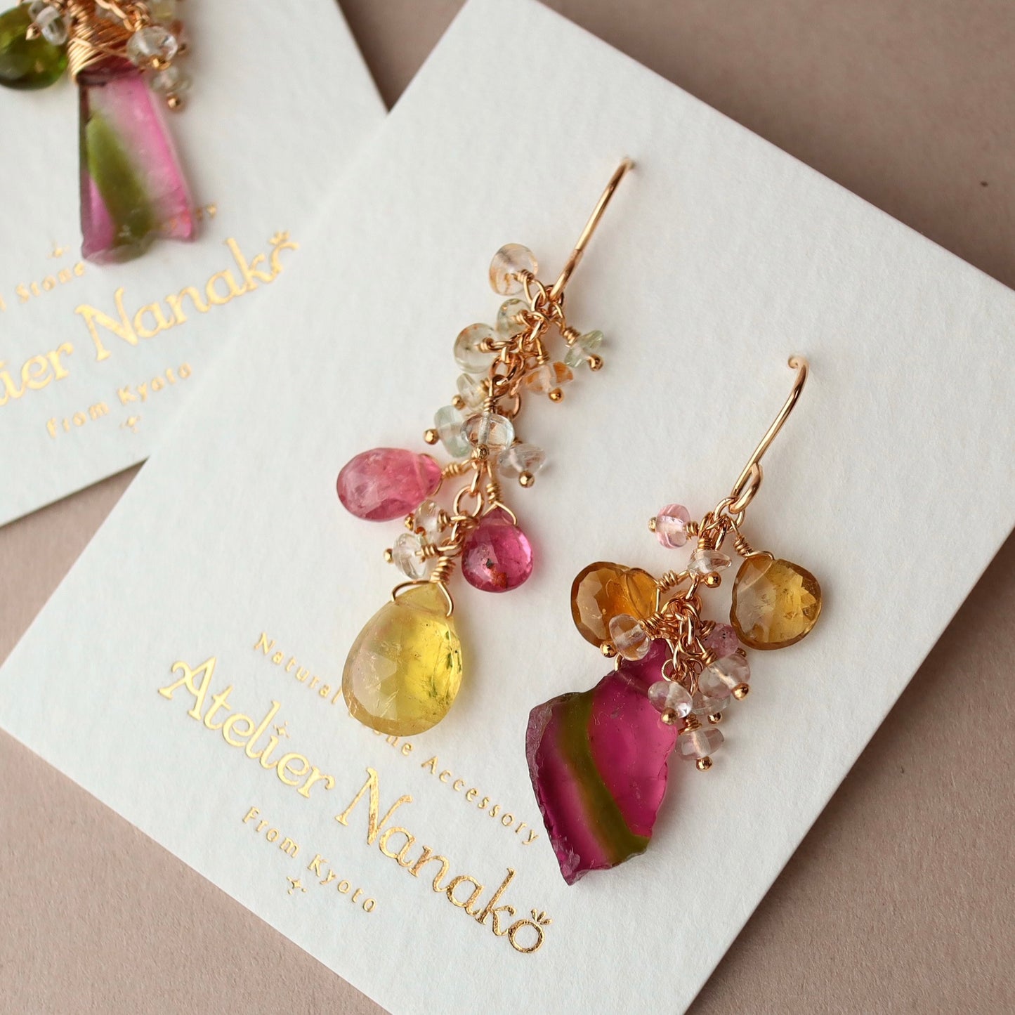 (4) Watermelon tourmaline earrings