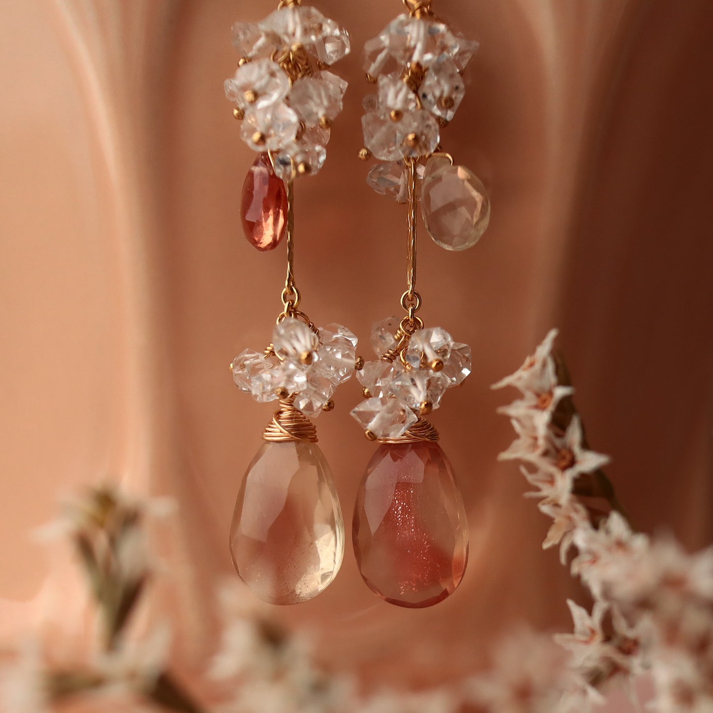 [Large long No.1] Oregon sunstone earrings