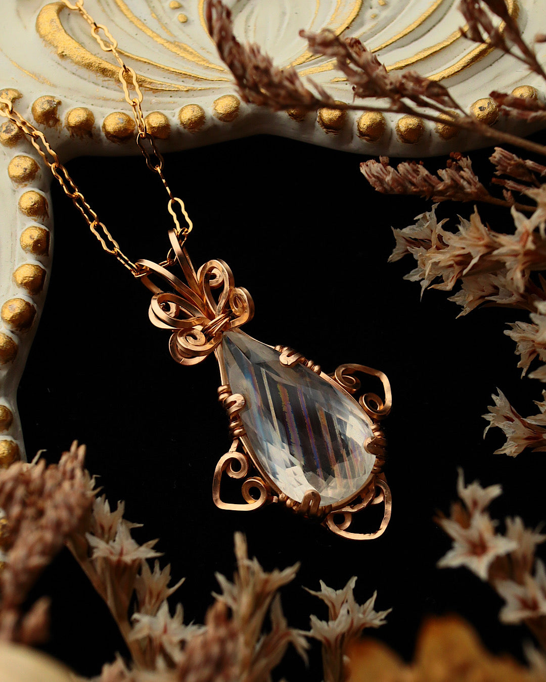 [One-of-a-kind] Rainbow Moonstone Necklace