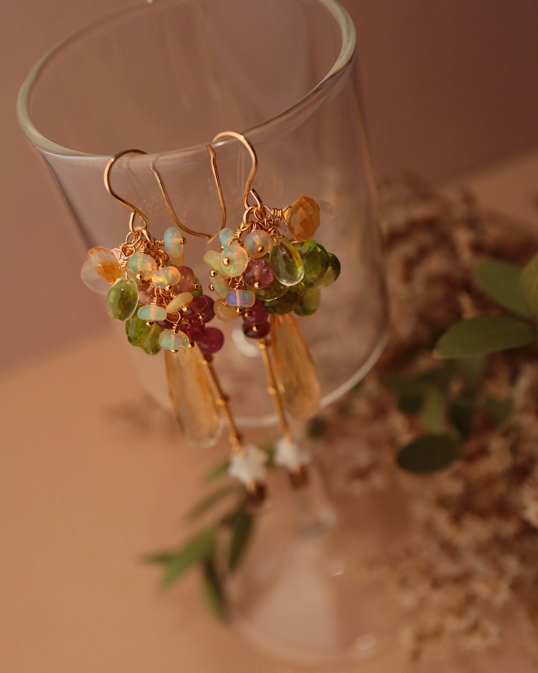 [One-of-a-kind] Bicolor Tourmaline and Citrine Earrings
