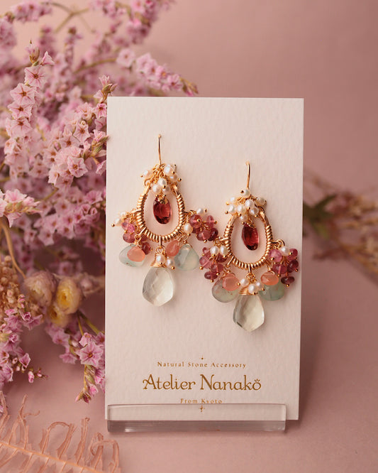 Romantic-Colored Red Tourmaline Chandelier Earrings