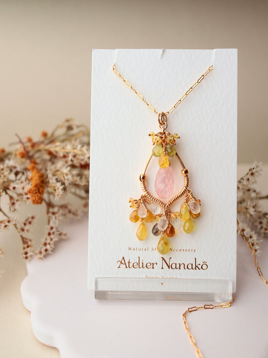 ②Morganite chandelier necklace